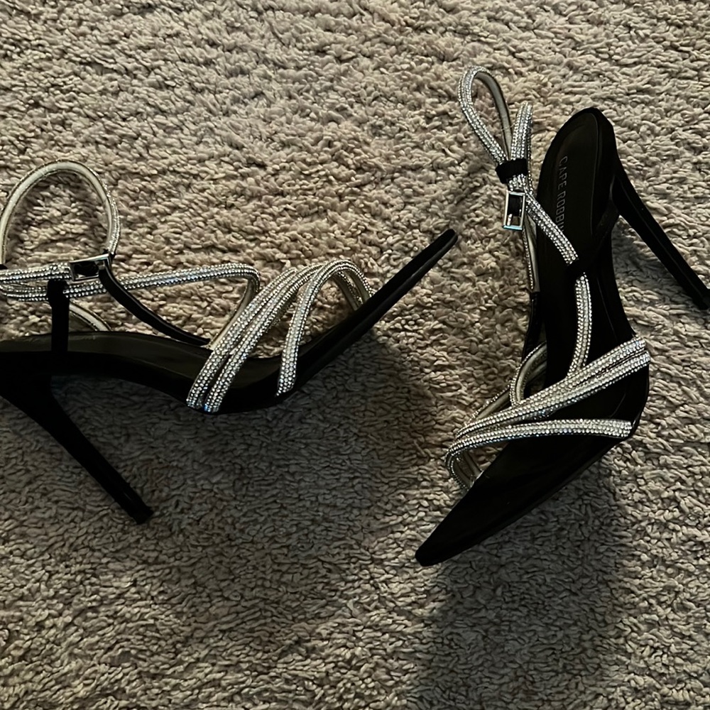 Sequined Strappy  Black Heels